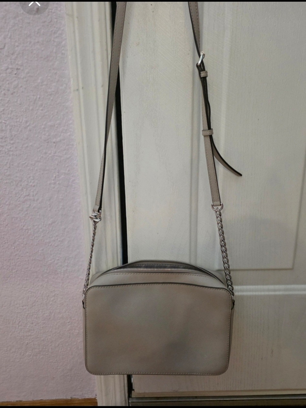 NEW- Michael Kors Taupe Leather Crossbody with Chain Strap